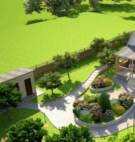Ландшафтный дизайн загородного дома Омск