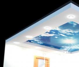 Натяжной потолок двухуровневый со светодиодной подсветкой Омск
