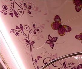 Натяжные потолки с фотопечатью бабочки Тюмень