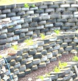 Подпорная стенка из покрышек Сыктывкар