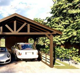 Автомобильный навес с хозблоком - модель 1