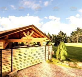 Автомобильный навес с хозблоком - модель 3