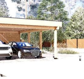 Автомобильный навес с хозблоком - модель 2