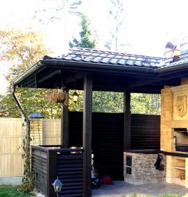 Беседка из дерева с мангалом - вариант 1