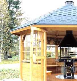 Беседка из дерева с мангалом - вариант 4