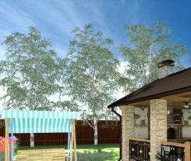 Беседка из камня с мангалом - тип 4