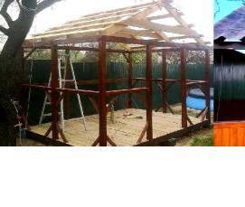 Беседки двускатные из дерева - вариант 3