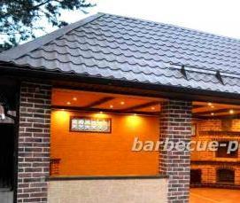 Беседки из бруса с мангалом барбекю - модель 1