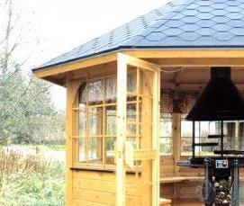 Беседки из дерева закрытые с мангалом - вариант 3