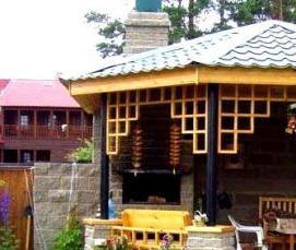 Беседки комбинированные из металла и дерева - тип 4