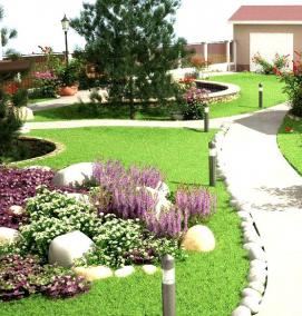 Благоустройство территории дома - модель 1