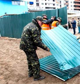 Демонтаж столбов забора - вариант 1