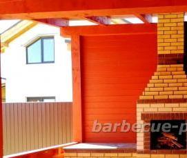 Деревянная беседка с мангалом из кирпича - тип 2