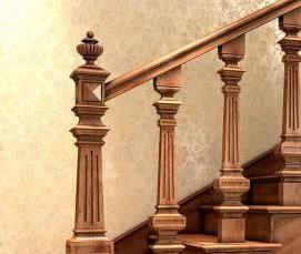 Деревянная лестница с кованными перилами - тип 3