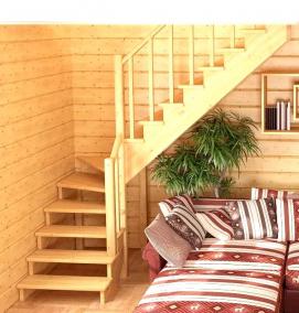 Деревянная лестница с забежными ступенями - тип 2