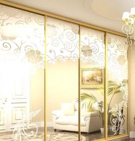 Двери купе с зеркальными вставками - модель 3