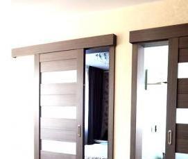 Двойные распашные двери межкомнатные со стеклом - тип 2