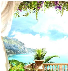 фотообои: вид с балкона на море - модель 2