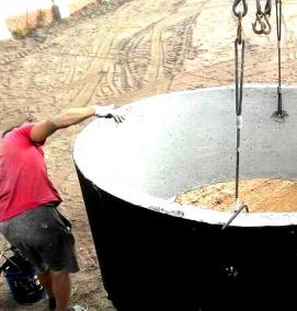 Гидроизоляция швов колодца из бетонных колец - модель 1