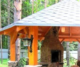 Каркасная беседка для дачи с мангалом - модель 1