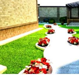 Ландшафтный дизайн двора - модель 2