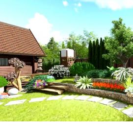 Ландшафтный дизайн участка 10 соток - модель 2