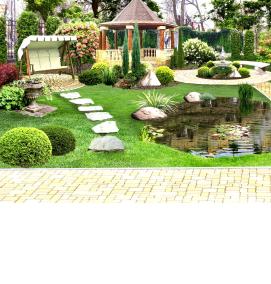 Ландшафтный дизайн участка с баней - вариант 3