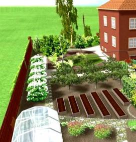 Ландшафтный дизайн участка с грядками - тип 2