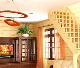 Лестница межэтажная деревянная - модель 1