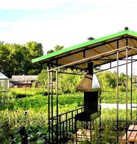 Металлическая беседка с мангалом - тип 3