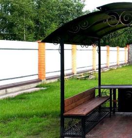 Металлическая беседка с мангалом - тип 2