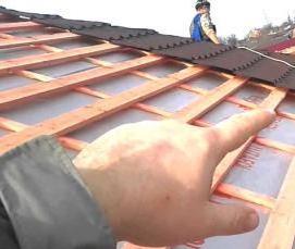 Монтаж металлочерепицы на вальмовую крышу - тип 1