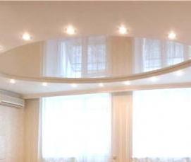 Натяжной потолок черный с белым глянец - модель 1