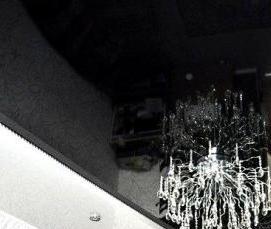 Натяжной потолок черный с белым глянец - модель 3