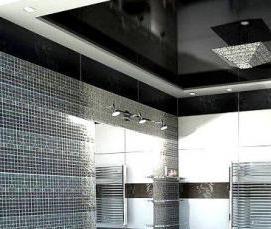 Натяжной потолок черный с белым глянец - модель 2