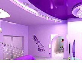 Натяжной потолок фиолетово белый - вариант 2