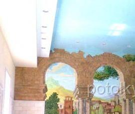 Натяжной потолок голубой глянец - вариант 1