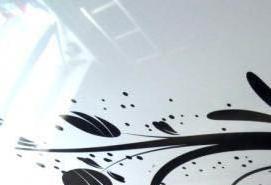 Натяжной потолок с фотопечатью черно белых цветов - модель 3