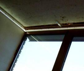 Натяжной потолок со светодиодной лентой внутри - тип 1