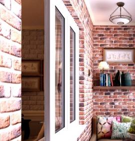 Отделка балкона под кирпич - вариант 1