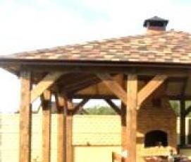 Открытая беседка для дачи с мангалом - тип 4