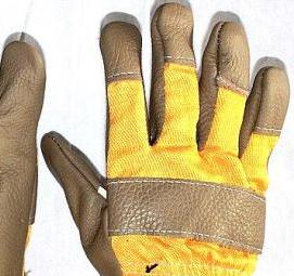 Перчатки кожаные рабочие желтые - тип 2