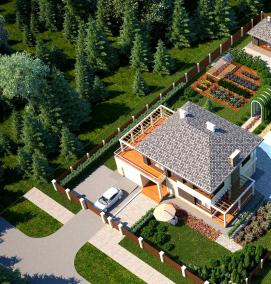 Планировка квадратного участка 10 соток - вариант 4