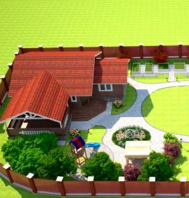 Планировка квадратного участка - тип 1