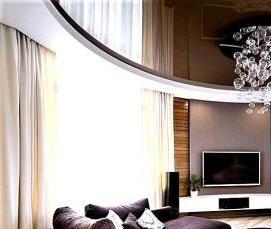 Потолок двухуровневый натяжной бело коричневый - тип 1