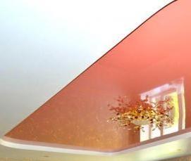 Потолок двухуровневый натяжной бело коричневый - тип 2