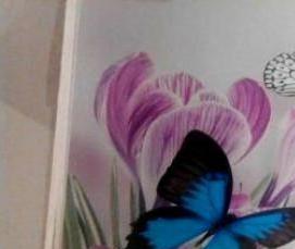 Потолок натяжной белый с бабочками - модель 4