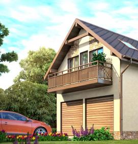 Проекты каркасного гаража с мансардой - вариант 2