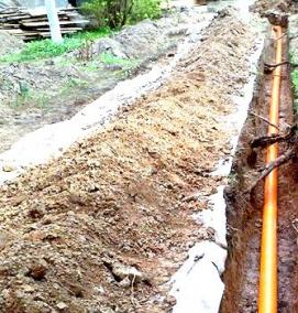 Прокладка трубы гофрированной в земле - модель 1