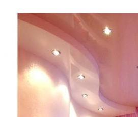 розовый натяжной потолок - модель 1